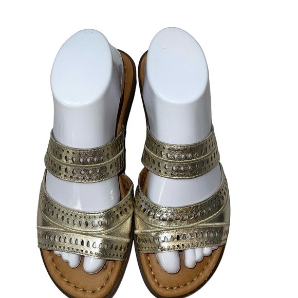 Naturalizer No. 5 Women's Sandals Size 8.5M Gold Slip On Sandal Wedge Cushioned - Picture 3 of 10